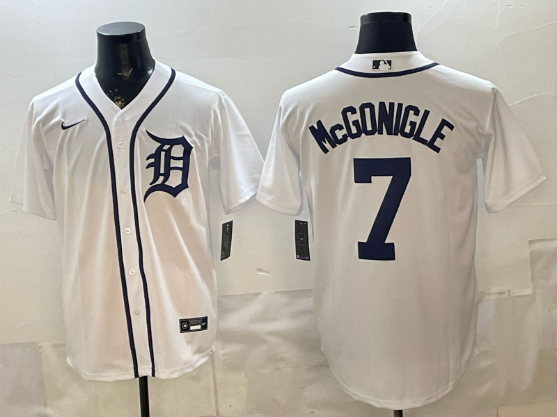 Men Detroit Tigers #7 McGonigle whiteGame Nike MLB Jersey 04020028->->MLB Jersey